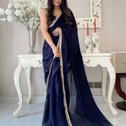 Mitera Embellished Sequinned Satin Saree-image-60