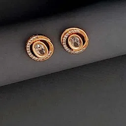 MEIRA JEWELLERY Gold-Plated Artificial Stones Studded Circular Studs-picture-48