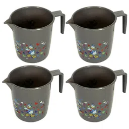 Kuber Industries Grey & Red 4 piece Floral Plastic Bath Accessories Set-68