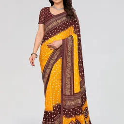 Moda Rapido Bandhani Printed Embellished Beads and Stones Saree-12