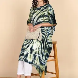 PinkTribe Tie & Dyed Notch Neck Flared Sleeves Kaftan Kurta-picture-38