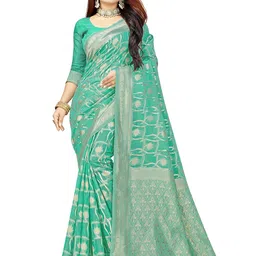 KALINI Woven Design Zari Pure Cotton Banarasi Saree-image-47