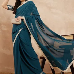 LeeliPeeri Designer Embroidered Poly Georgette Saree-picture-9