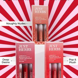 Just Herbs Set Of 3 Long stay Relaxed Matte Liquid Lipstick-Pop & Plush- 12ML Each-19