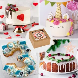 khaana packaging Cake Box Paper WINDOW CAKE BOX PACK OF 5 (SIZE 8X8X5) Paperboard Lock Corner Window Bakery Box Packaging Box image 3