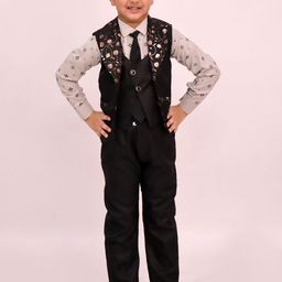 BAESD Boys Printed Single-Breasted Three-Piece Suits With Tie-image-97