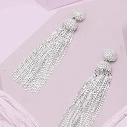 KPOP Silver-Plated Rhinestone Contemporary Drop Earrings-image-54