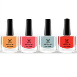 METABU Set Of 4 Nail Lacquer - 8ml Each - Bronze 30 - Brick 04 - Celadon 34 - Red 02 image 2