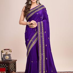 MARUTI ART Ethnic Motifs Embroidered Pure Silk Saree-image-7