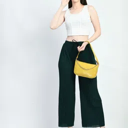 Brainbees Women Self Design Flared Palazzos-image-4