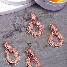 StyleCast Set Of 2 Rose Gold Plated Contemporary Drop Earrings-image-57