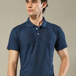 STELVIN Geometric Printed Polo Collar Cotton T-shirt-image-97