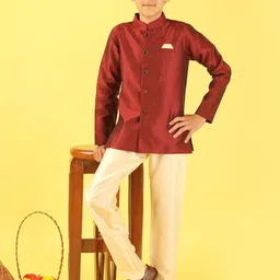 BAESD Boys Mandarin Collar Brocade With Pyjamas-picture-26