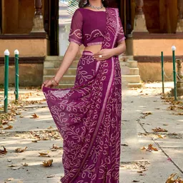 Mitera Women Bandhani Pure Chiffon Bandhani Saree-picture-48