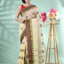 DESH BIDESH Floral Zari Pure Cotton Handloom Saree-image-89