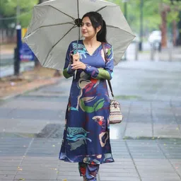 GoSriKi Floral Printed Regular Straight Kurta with Trousers-picture-15