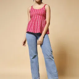 Womenster Women Bandhani Printed Scoop Neck Cotton Peplum Top-picture-41