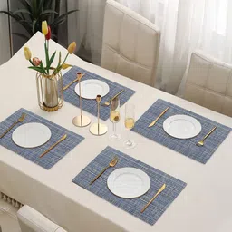 LooMantha 4-Pcs Blue Textured Heat Resistant Table Placemats-15