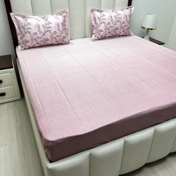Pure Decor Royal Majestic Pink Printed Pure Cotton 240TC King Bedsheet Set 2.74m x 2.74m-image-47