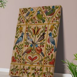 Myntra Elegant Homes Beige & Blue Folk Art Birds Printed Canvas Wall Art-image-43