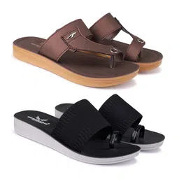 BERSACHE Pack Of 2 Women Open Toe Flats-29