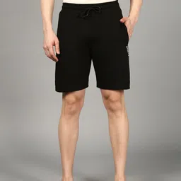 The Roadster Lifestyle Co Printed Drawstring Knitted Lounge Shorts With Side Pockets-image-5