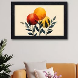 Myntra Elegant Homes Off White & Yellow Leaves Printed Wall Art-image-77