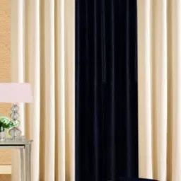 BELLA TRUE Cream & Black 3 Pieces Regular Window Curtains-image-73