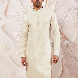 VASTRAMAY Men Embroidered Kantha Work Jacquard Kurta-picture-16