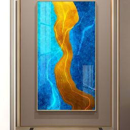 THE NEXT DECOR Blue & YellowAbstract PaintingVertical Wall Art-image-82