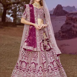 panchhi Embellished Stones Silk Semi-Stitched Lehenga & Unstitched Blouse With Dupatta-image-34