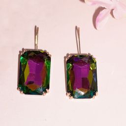 Niscka Set Of 2 Gold-Plated Artificial Stones Studded Square Shaped Drop Earrings image 5