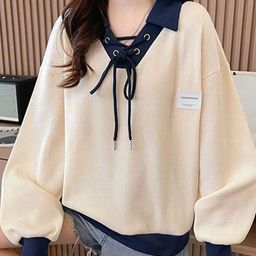StyleCast x Revolte Women Colourblocked Shirt Collar Oversized Sweatshirt-picture-41