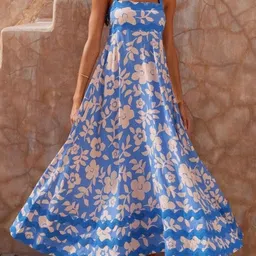 Alamode By Akanksha Women Cotton Blue Rooz Summer Midi Dress-image-94