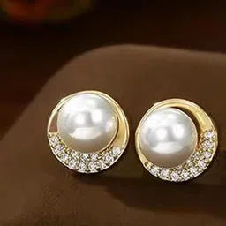 TANLOOMS Gold-Plated Artificial Stones Studded Contemporary Studs-18