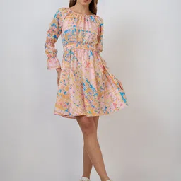 DressBerry Women Abstract Printed A-Line Dress-image-50
