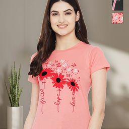 Tromko Women Typography 3 Printed Applique T-shirt-image-76