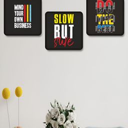 Myntra Elegant Homes Black & White 3 Pieces Motivational Quotes Printed Wooden Wall Art-image-86