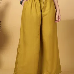 Clora Creation Women Solid Yellow Flared Ethnic Palazzos-image-18