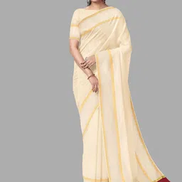 The Chennai Silks Woven Design Zari Pure Cotton Kasavu Saree-picture-1