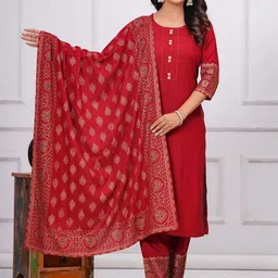 PINGAKSH Women Floral Printed Regular Pure Cotton Kurta with Sharara & With Dupatta-53
