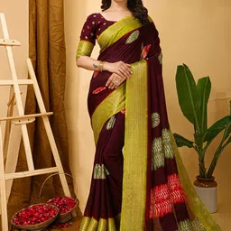 V3 FASHION STUDIO Ethnic Motifs Zari Art Silk Banarasi Saree-picture-46