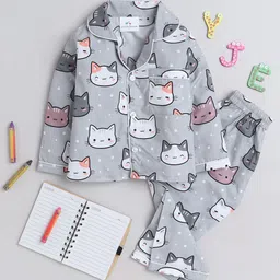 Knitting Doodles Unisex Kids Printed Night suit-image-65