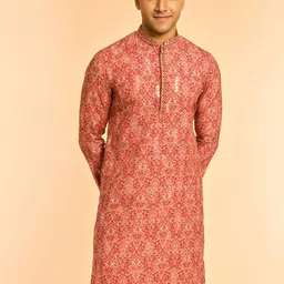 Diwas by Manyavar Floral Printed Sequinned Mandarin Collar Straight Kurta-image-29