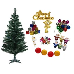 CraftVatika Green & Red Christmas Xmas Tree With 69 Pcs Decoration Ornaments-image-15