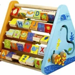 Toy's Kids Activity Triangle 5 Side Learn Shelf Math Calculation Toys Baby Kids Educations Learning Intelligence Clock Versatile Wooden Alphabet Learning with White Board (Multicolor) Educational Board Games Board Game (Multicolor)-19