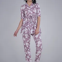 BAESD Printed Lapel Collar Pure Cotton Tunic With Trousers Co-Ords Set-picture-7