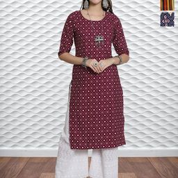 HERE&NOW Selection Of 3 Ethnic Motifs Printed Round Neck Straight Kurta-image-61