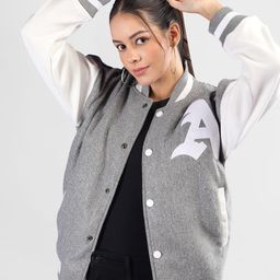 CHKOKKO Women Woollen Running Varsity Jacket-20