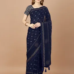 DIVASTRI Women Ethnic Motifs Beads and Stones Designer Saree With Blouse Piece-image-91